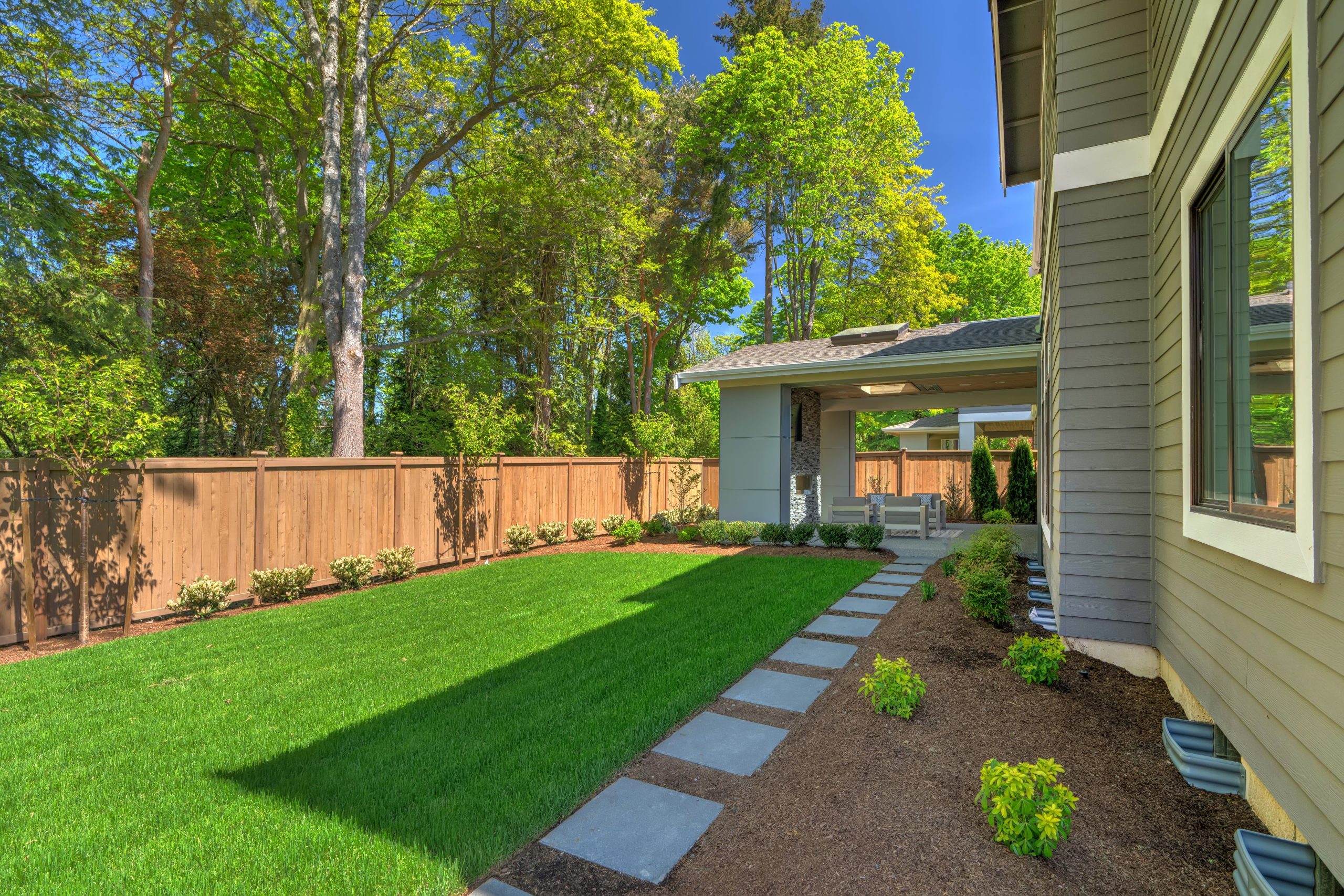 Fantastic,New,Backyard,With,Fresh,Landscape,,Fully,Fenced,,With,Back
