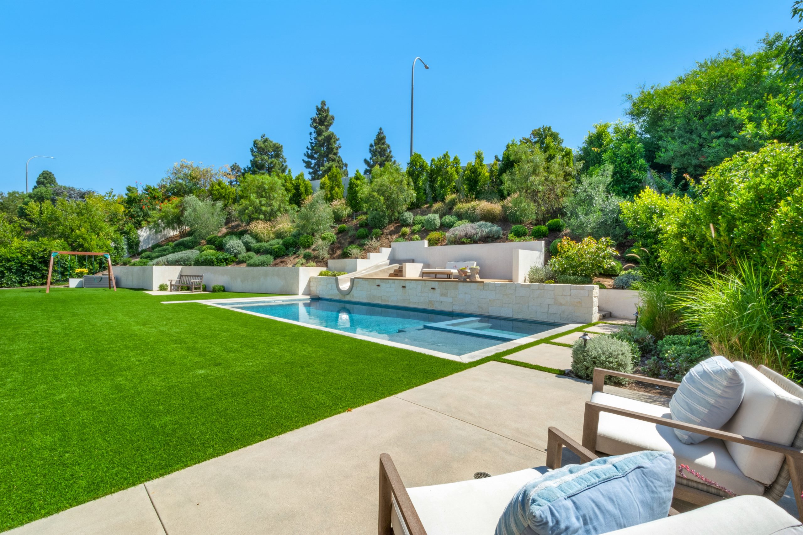 Back,Yard,Pool,With,Slide